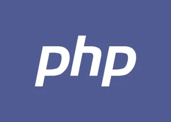 Logotipo blanco de PHP sobre fondo azul
