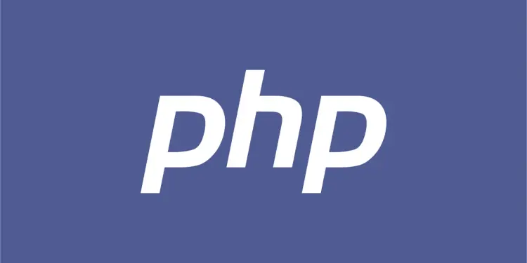 Logotipo blanco de PHP sobre fondo azul