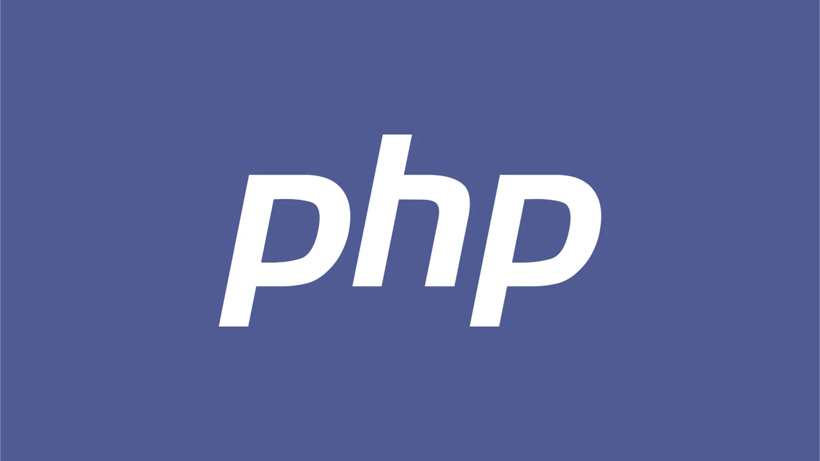 Logotipo blanco de PHP sobre fondo azul