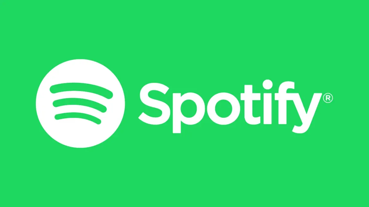 Logotipo blanco de Spotify sobre fondo verde