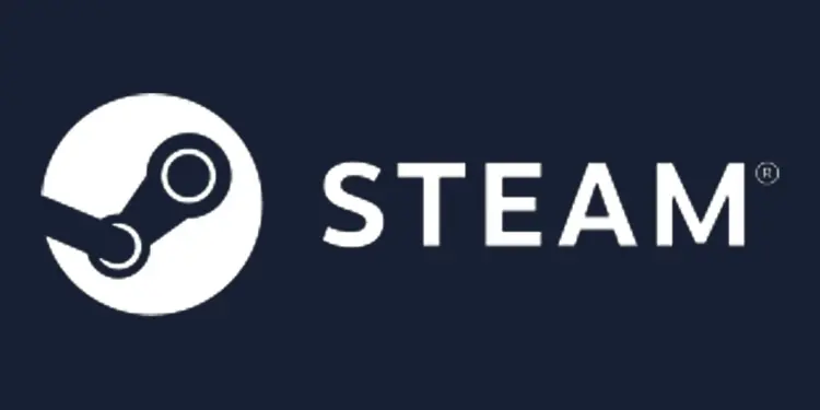 Logotipo blanco de Steam sobre fondo azul oscuro