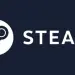 Logotipo blanco de Steam sobre fondo azul oscuro