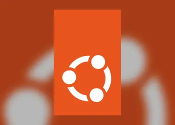 Logotipo blanco de Ubuntu sobre fondo naranja