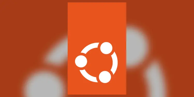 Logotipo blanco de Ubuntu sobre fondo naranja