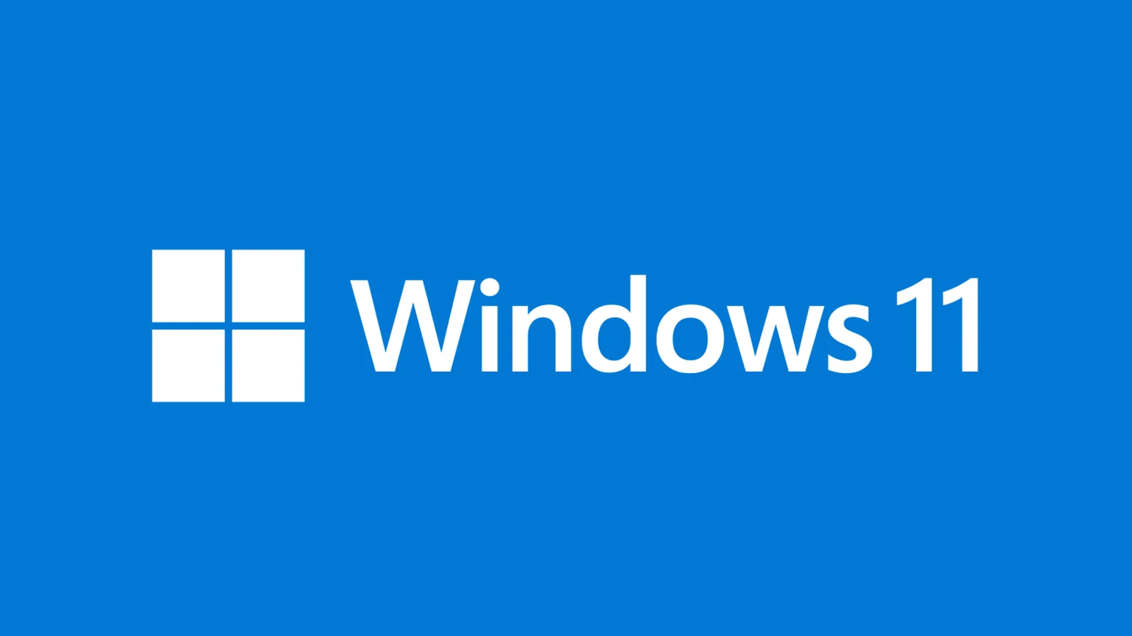 Logotipo blanco de Windows 11 sobre azul