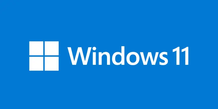 Logotipo blanco de Windows 11 sobre azul