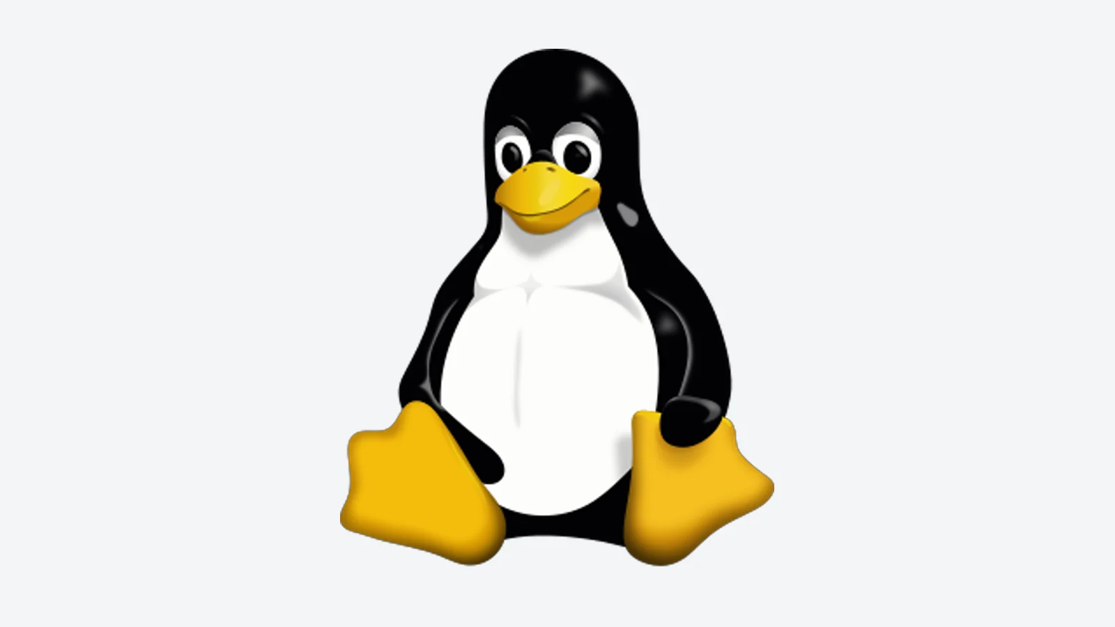 Tux sentado sobre un fondo gris claro