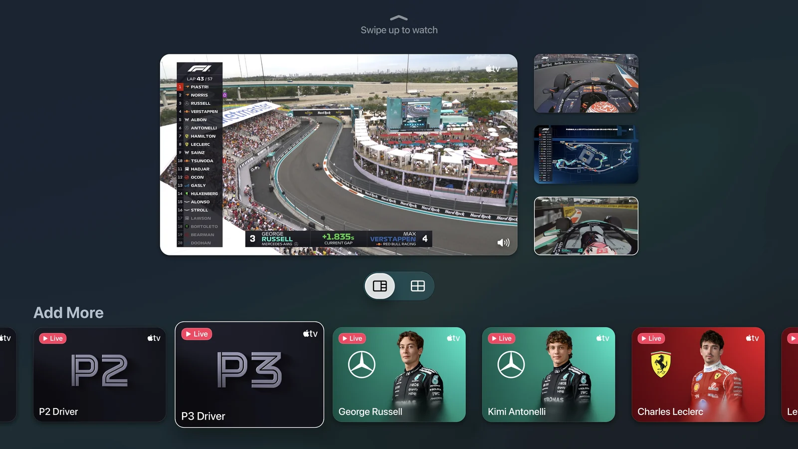 Varias señales de Fórmula 1 en Multiview
