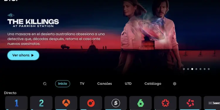 Inicio de DIGI TV con menú horizontal