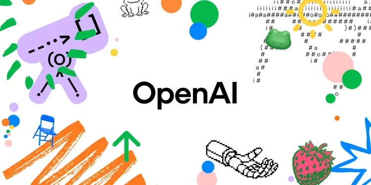 Nombre de OpenAI entre ilustraciones coloridas