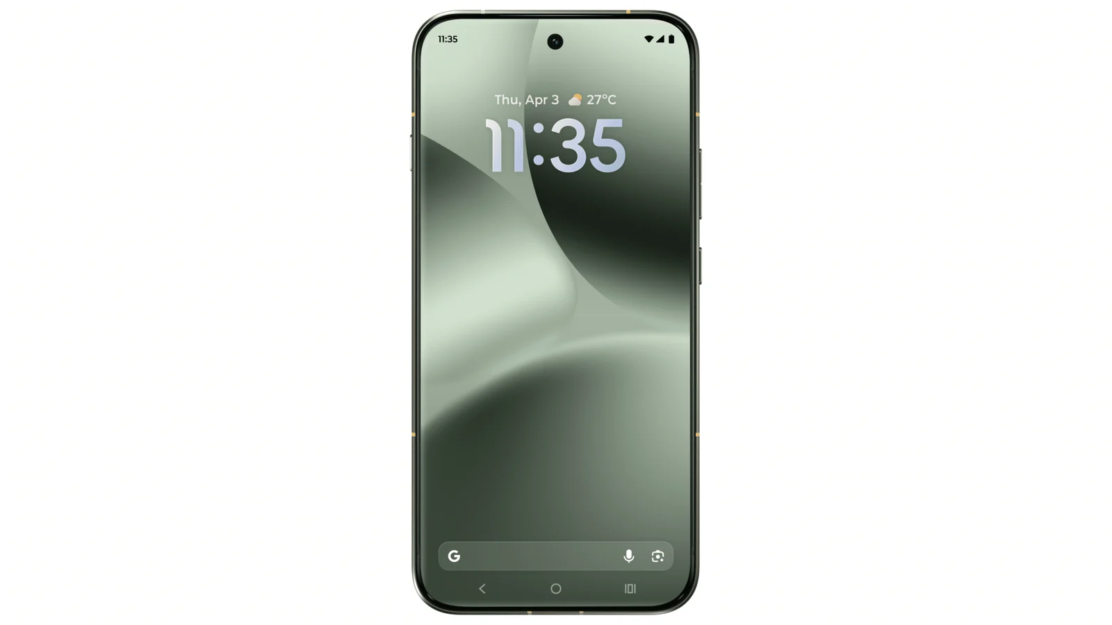 Teléfono Android con reloj en pantalla