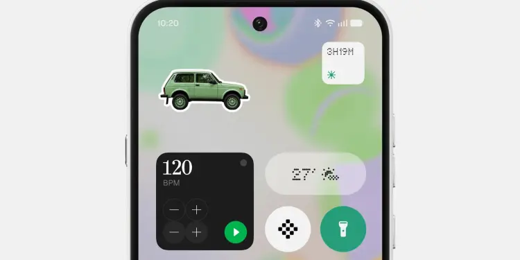 Pantalla de inicio con widgets de Nothing