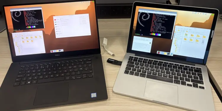 Portátiles Dell y MacBook con Raspberry Pi Desktop