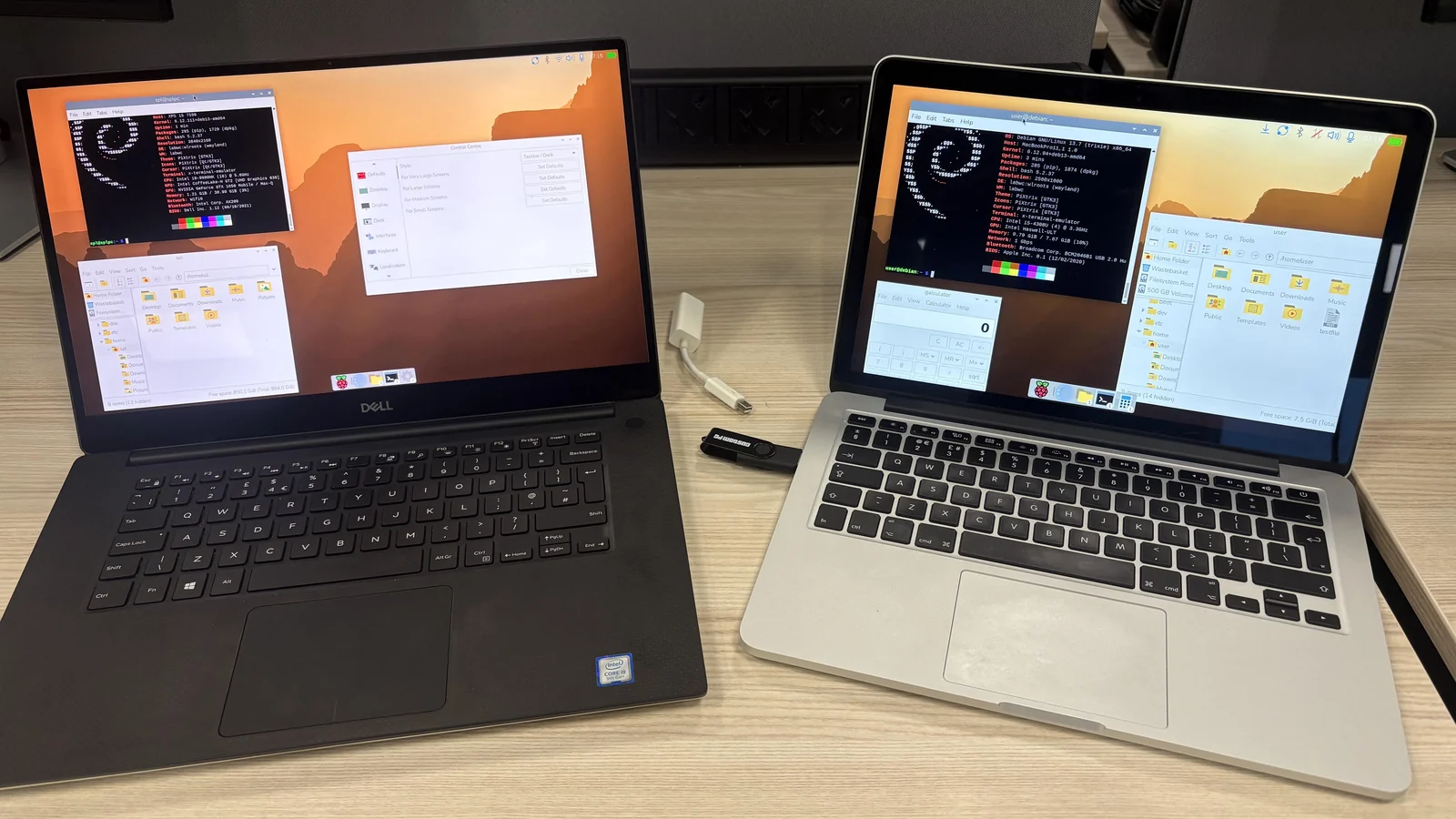Portátiles Dell y MacBook con Raspberry Pi Desktop