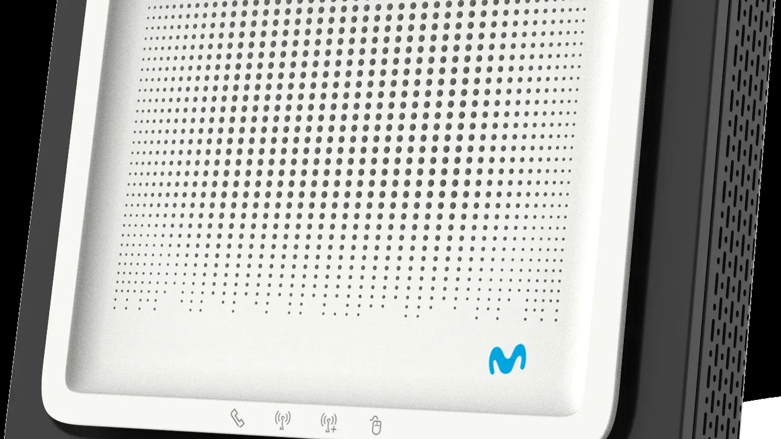 Router blanco de Movistar con rejilla frontal