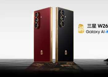 Dos Samsung W26 rojo y negro con bordes dorados