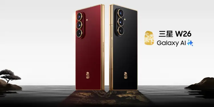 Dos Samsung W26 rojo y negro con bordes dorados