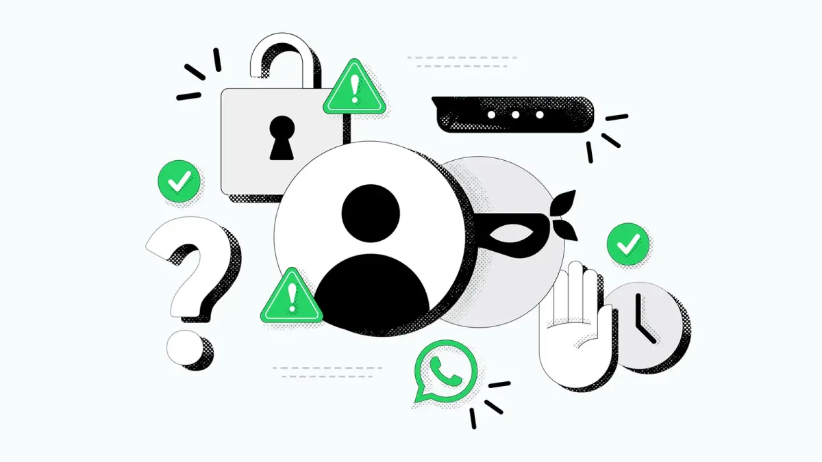 Perfil, máscara y alertas junto al símbolo de WhatsApp