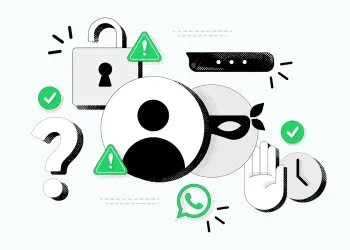 Perfil, máscara y alertas junto al símbolo de WhatsApp